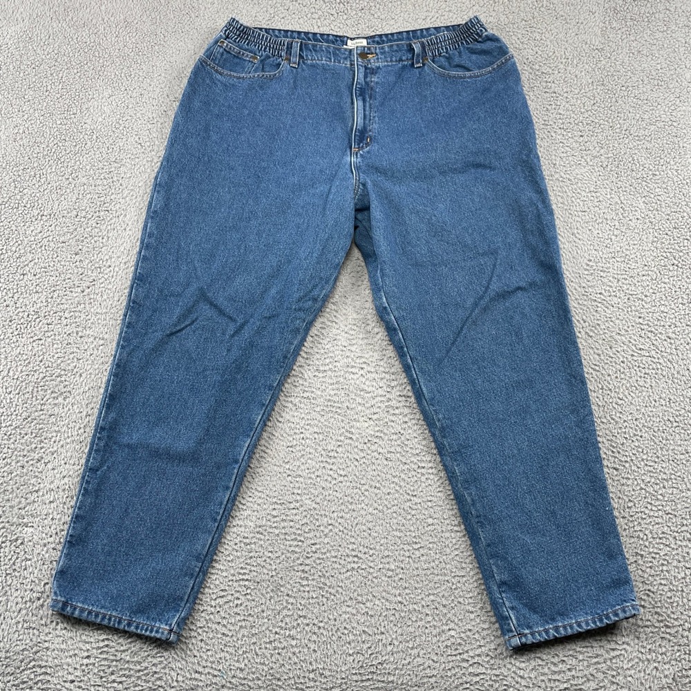 LL Bean Jeans Womens 20W Blue Original Fit Relaxed Flannel Lined Denim Pants